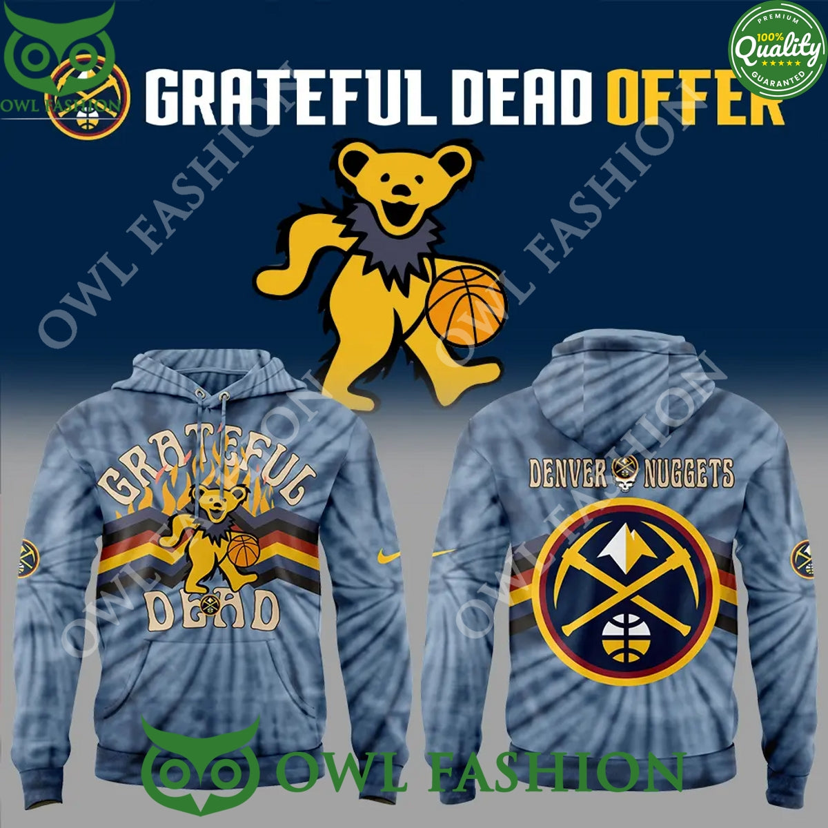 Limited 2024 Denver Nuggets Basketball Grateful Dead - Adult & Kids T-Shirts, Sweatshirts & Hoodies apparel design preview 1