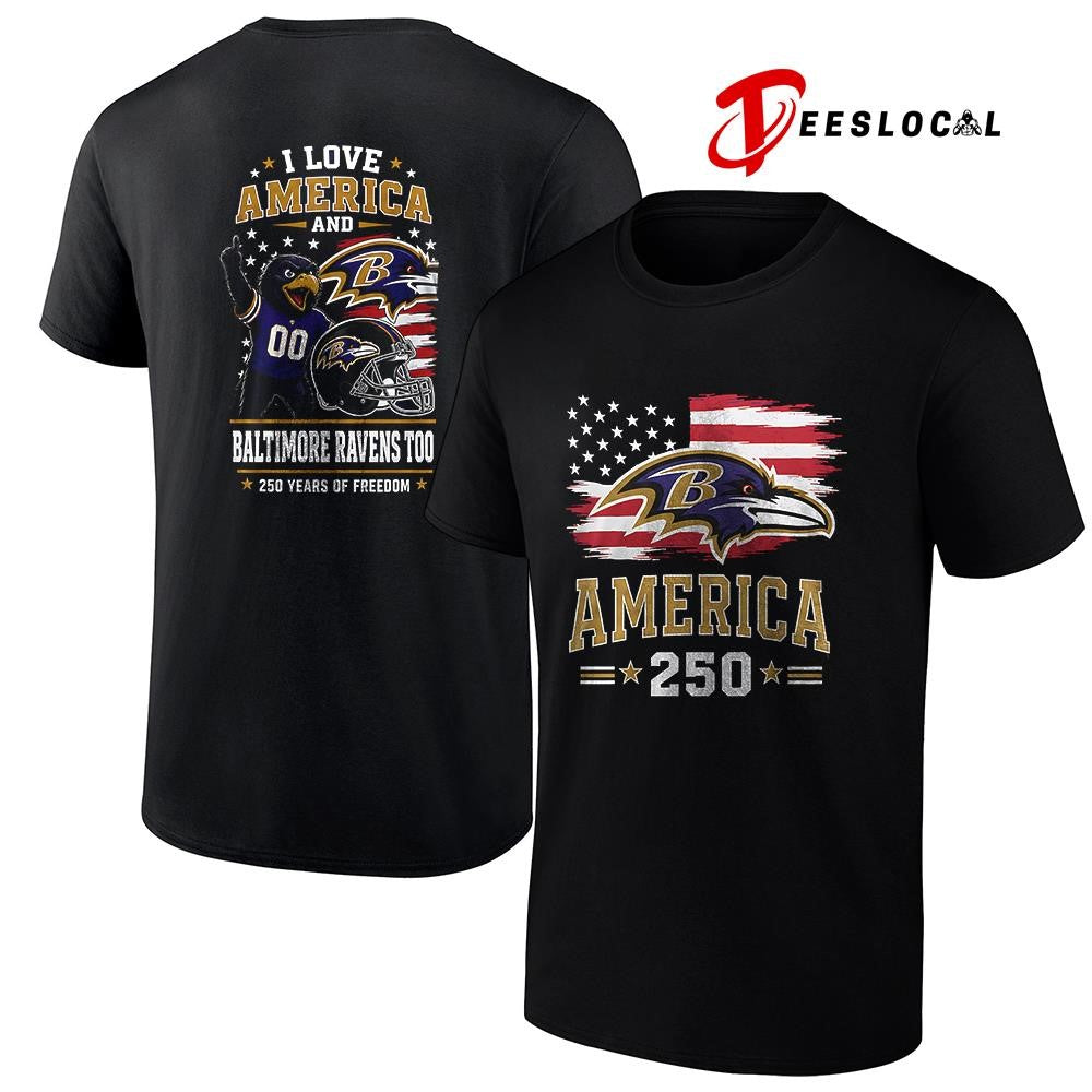 Baltimore Ravens 250 years of freedom mascot - Adult & Kids T-Shirts, Sweatshirts & Hoodies apparel design preview 1