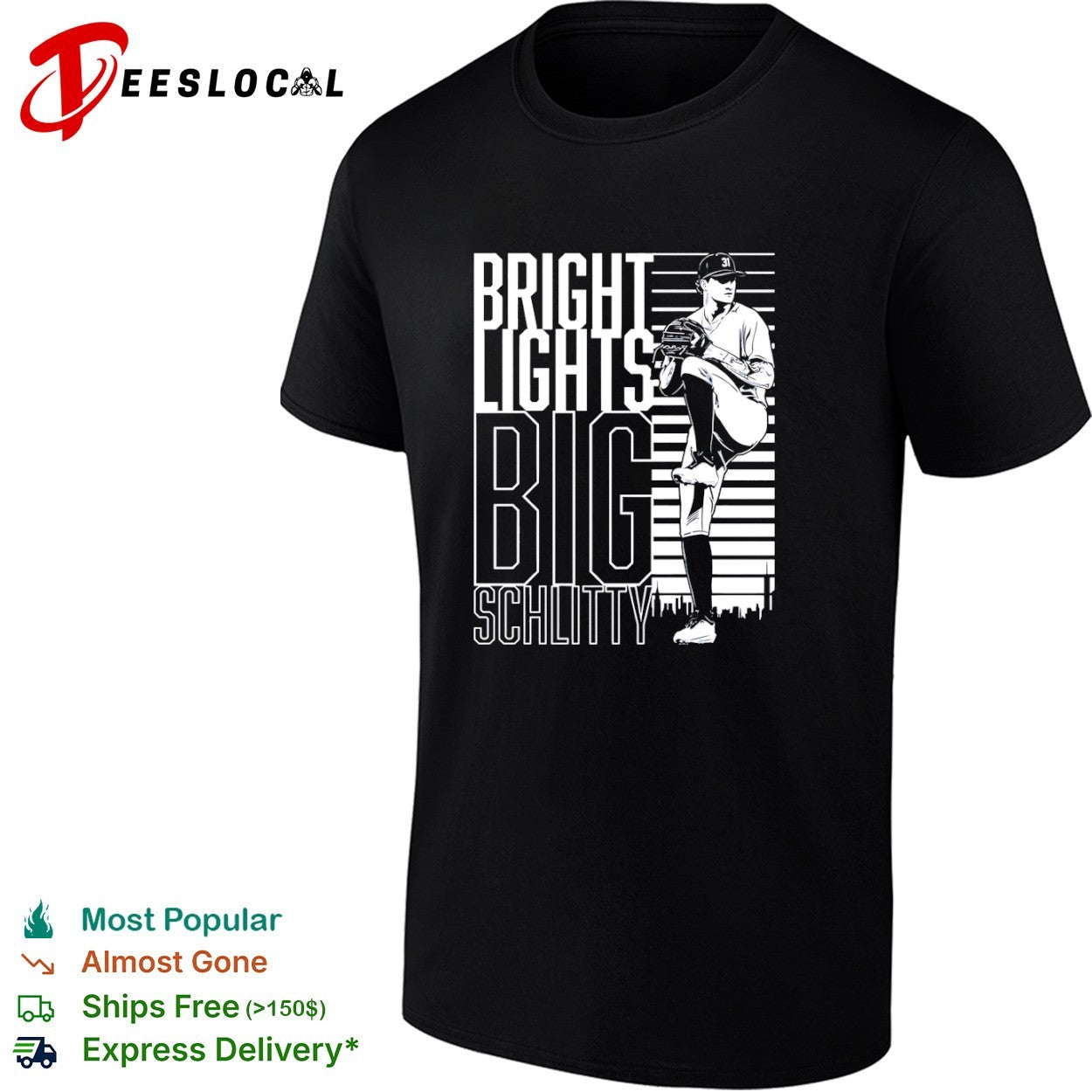 Baseball pitcher bright lights big schlitty skyline - Adult & Kids T-Shirts, Sweatshirts & Hoodies apparel design preview 1