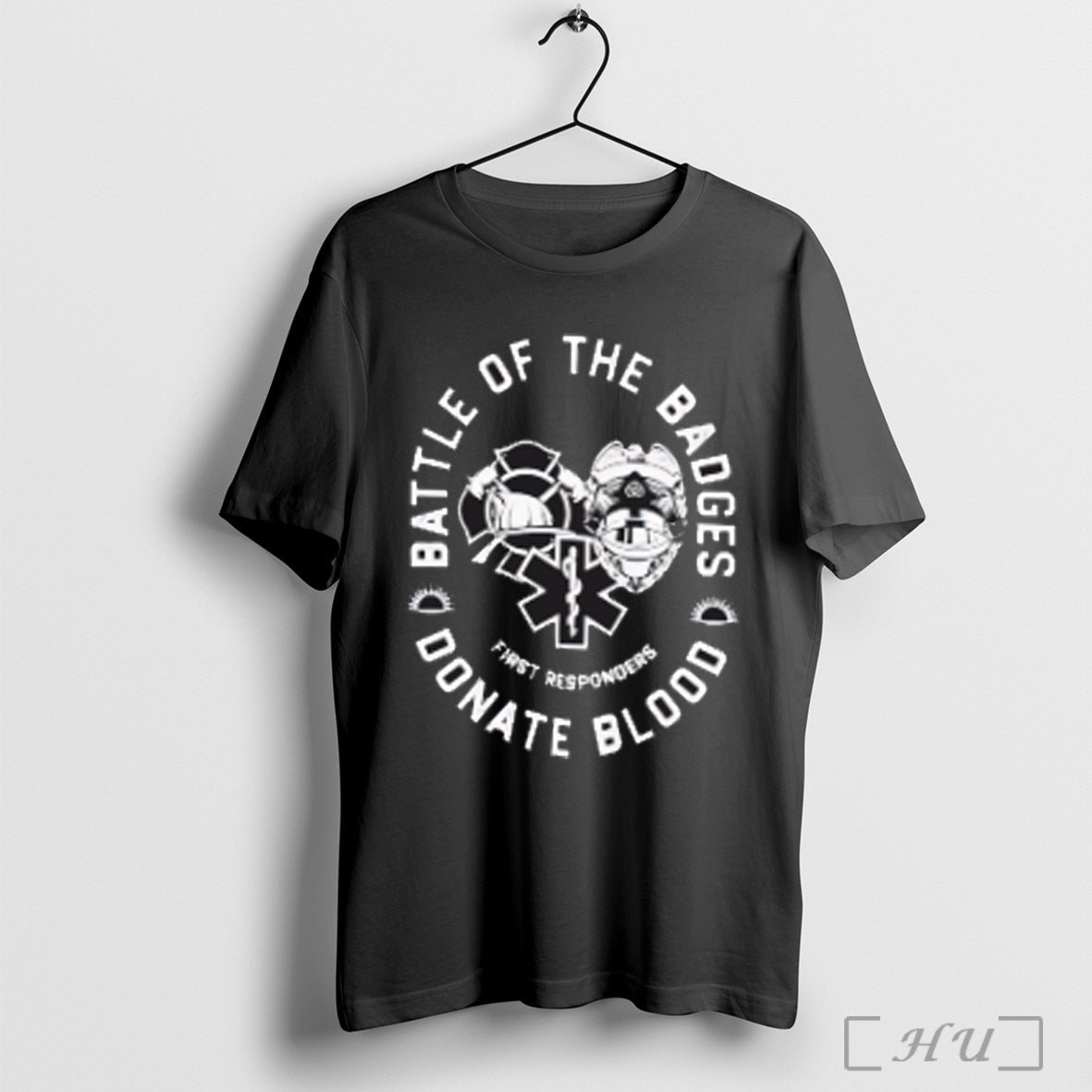 Battle Of The Badges First Responders Donate Blood - Adult & Kids T-Shirts, Sweatshirts & Hoodies apparel design preview 1