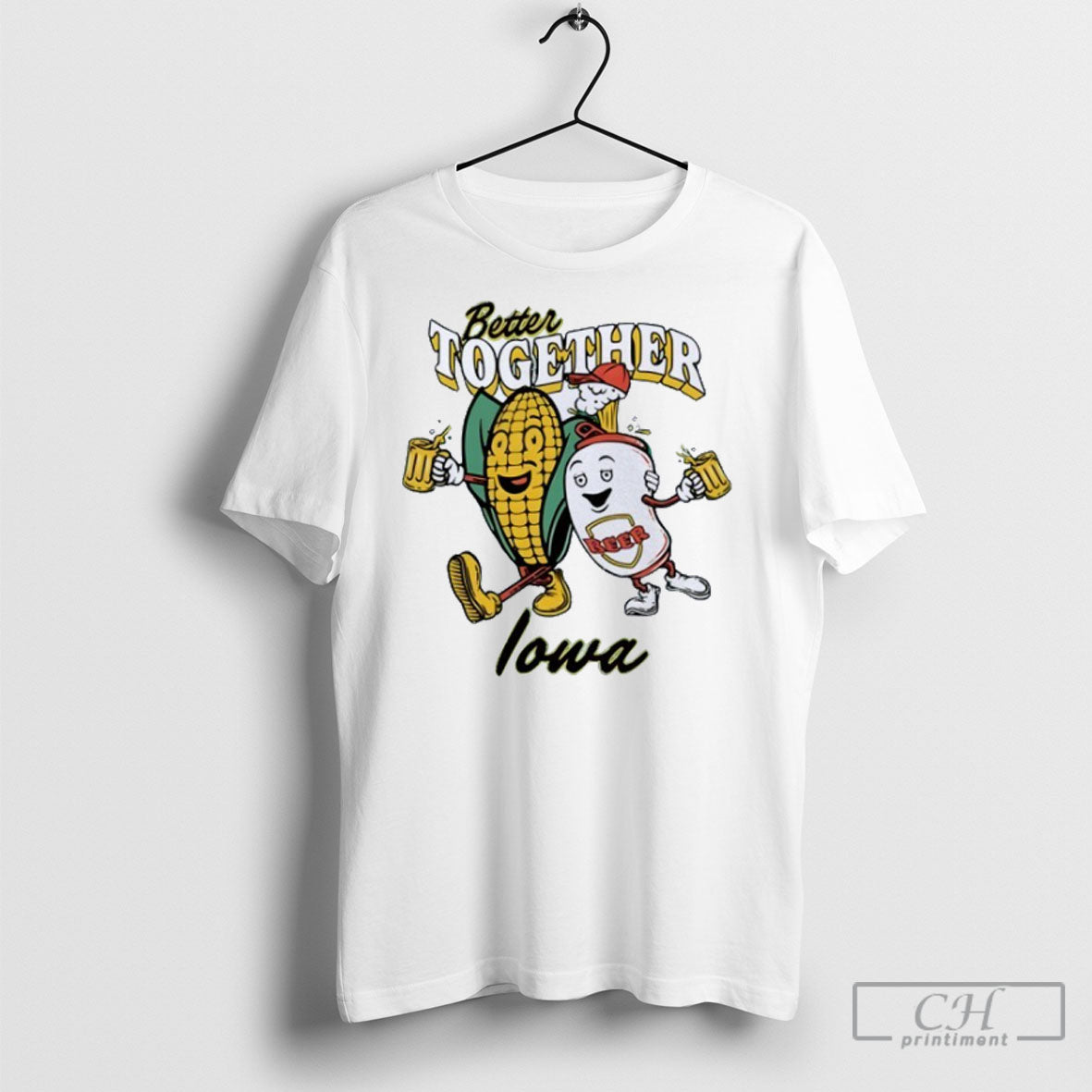 Better Together Iowa Lincoln Corn And Beer Mascot - Adult & Kids T-Shirts, Sweatshirts & Hoodies apparel design preview 1