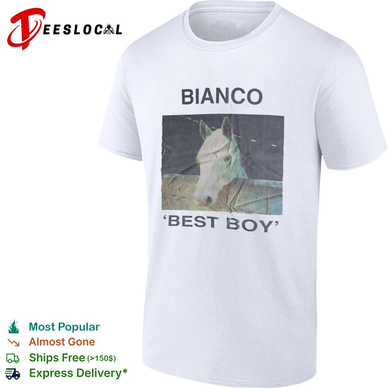 Bianco Best Boy horse portrait - Adult & Kids T-Shirts, Sweatshirts & Hoodies apparel design preview 1