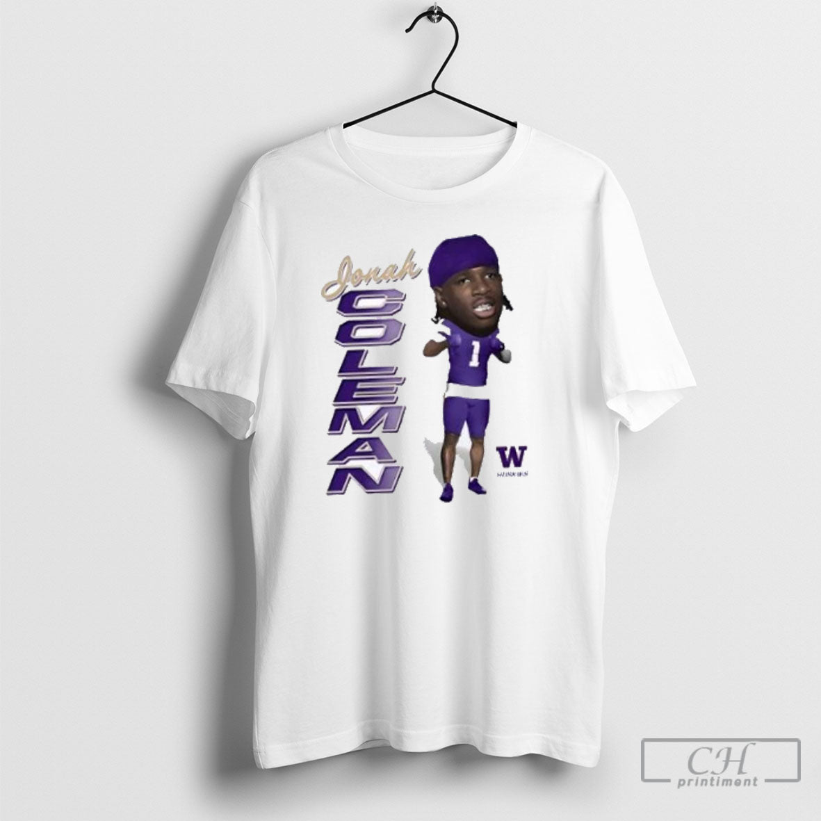 Big Head Jonah Coleman Washington Huskies - Adult & Kids T-Shirts, Sweatshirts & Hoodies apparel design preview 1