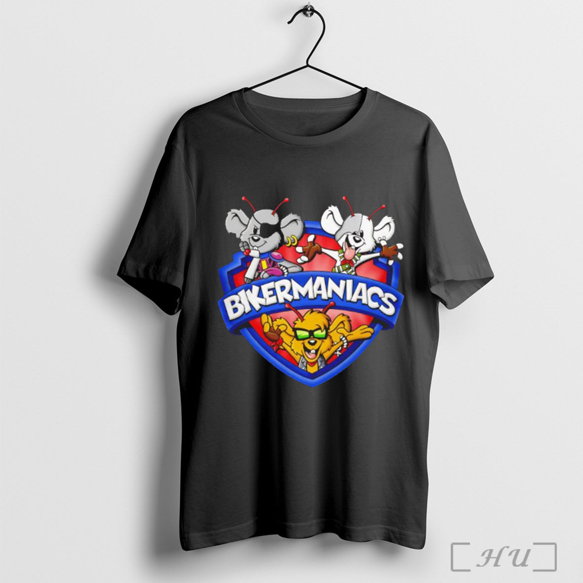 Bikermaniacs Cartoon Logo - Adult & Kids T-Shirts, Sweatshirts & Hoodies apparel design preview 1