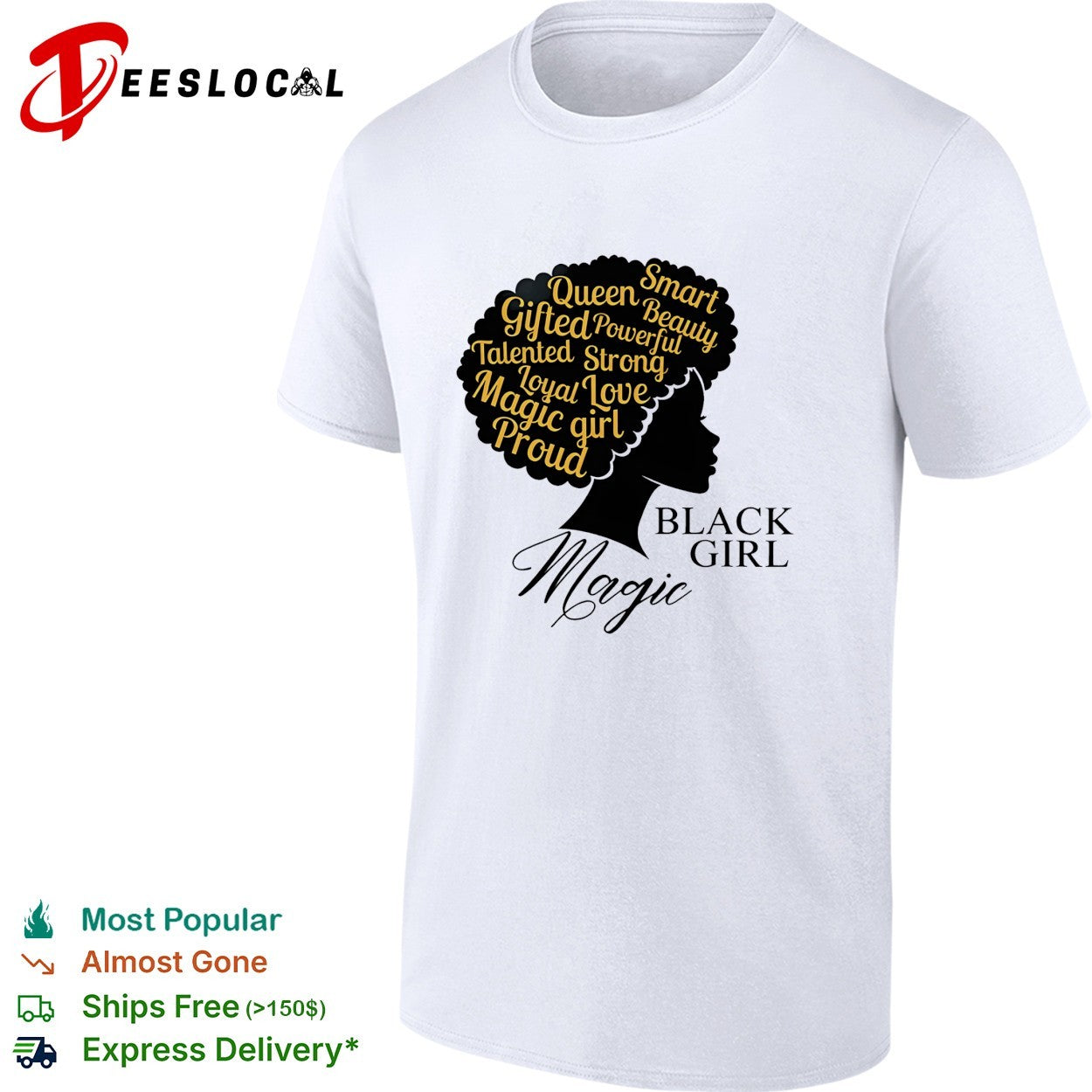 Black girl magic woman silhouette afro - Adult & Kids T-Shirts, Sweatshirts & Hoodies apparel design preview 1