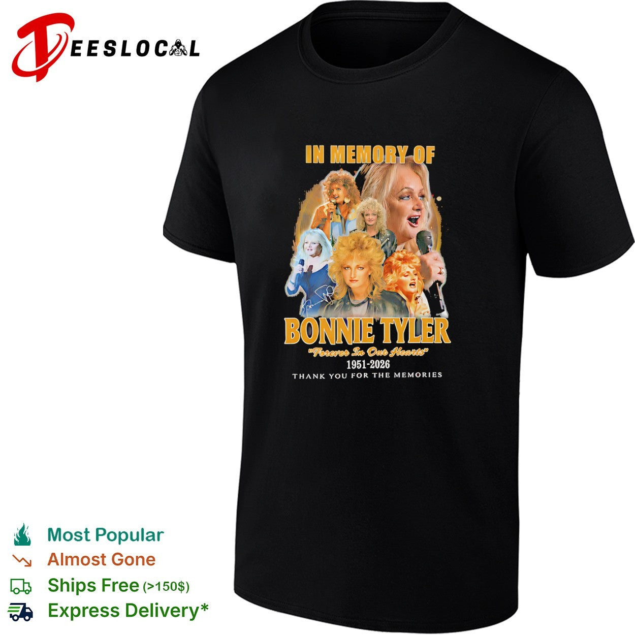 Bonnie Tyler In Memory Of Forever Our Hearts - Adult & Kids T-Shirts, Sweatshirts & Hoodies apparel design preview 1