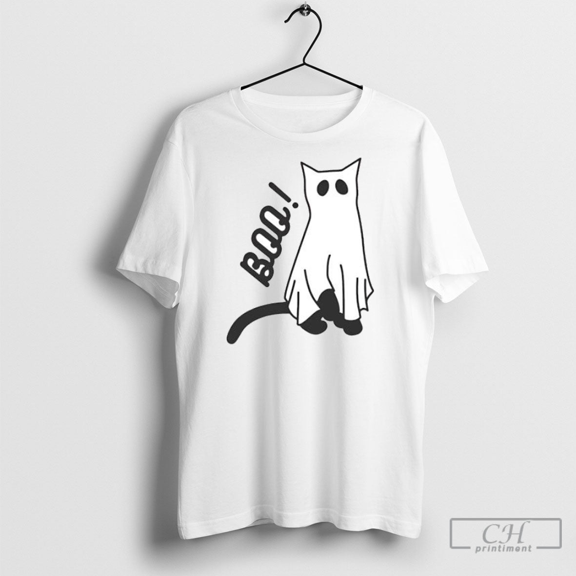 Boo Halloween Ghost Cat - Adult & Kids T-Shirts, Sweatshirts & Hoodies apparel design preview 1