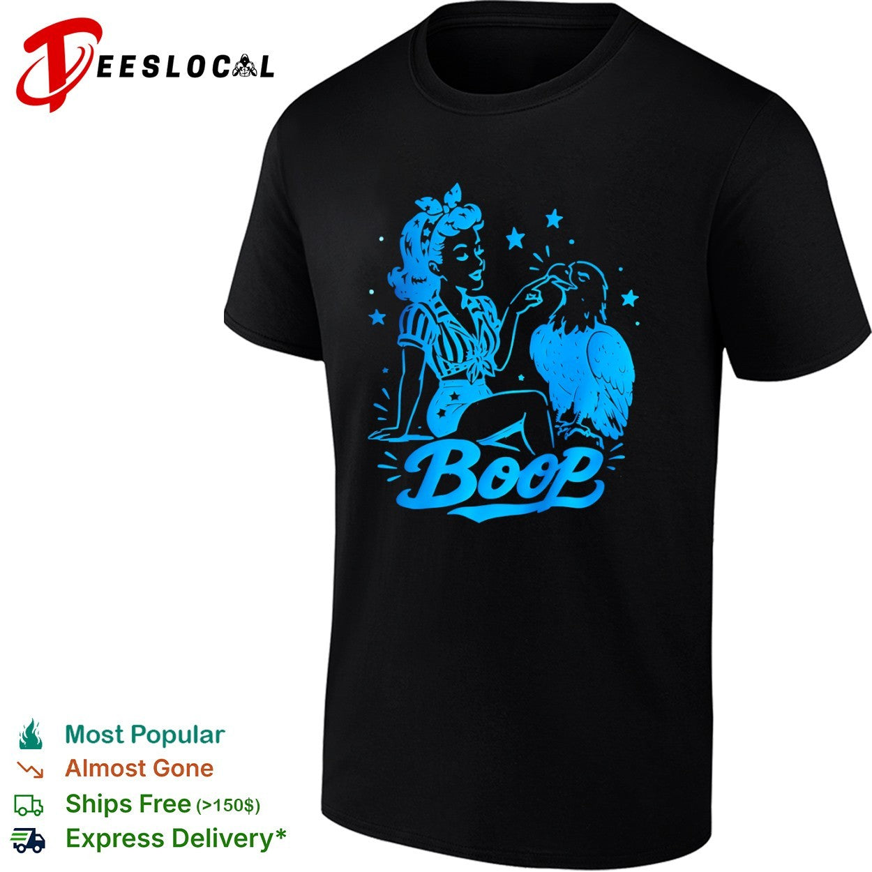 Boop Pinup Patriotic American Eagle Americana retro - Adult & Kids T-Shirts, Sweatshirts & Hoodies apparel design preview 1