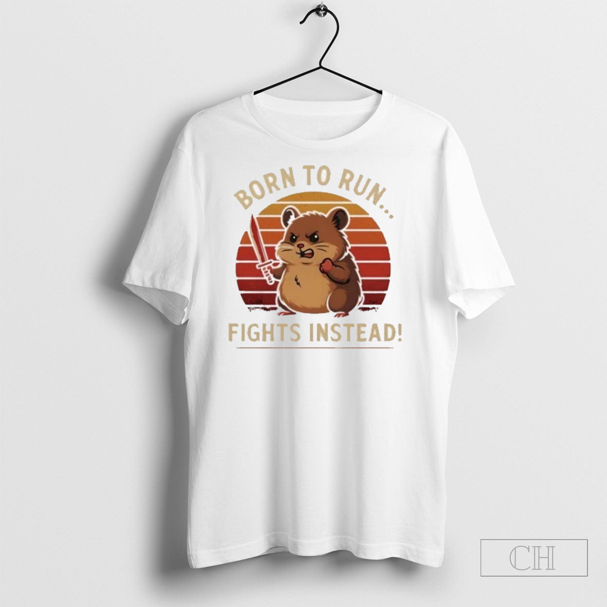 Brave Hamster Born To Run Fights Instead Unexpected - Adult & Kids T-Shirts, Sweatshirts & Hoodies apparel design preview 1