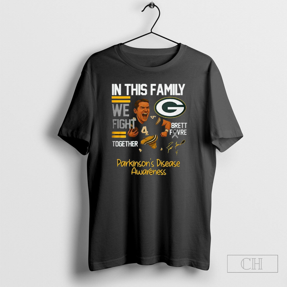Brett Favre Green Bay Packers In This Family We Fight - Adult & Kids T-Shirts, Sweatshirts & Hoodies apparel design preview 1
