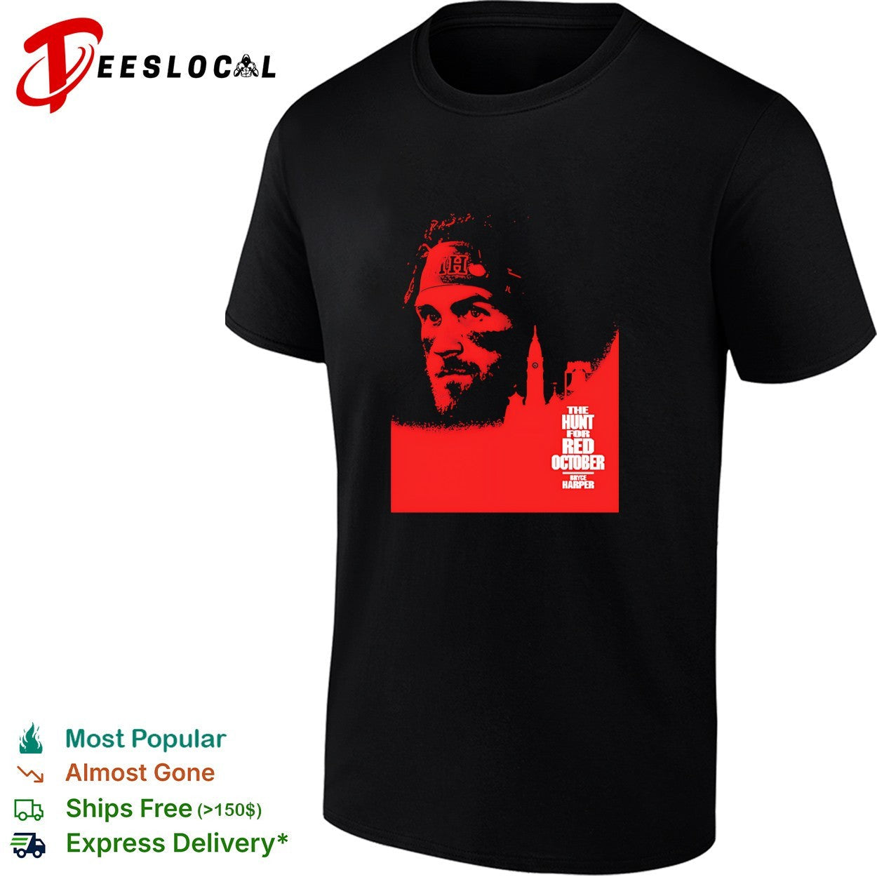 Bryce Harper the hunt for red October - Adult & Kids T-Shirts, Sweatshirts & Hoodies apparel design preview 1
