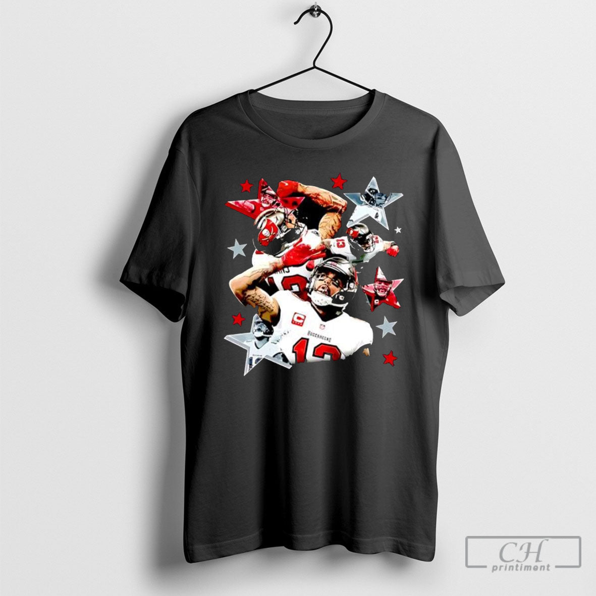 Buccaneers Red And Pewter Stars Football Team - Adult & Kids T-Shirts, Sweatshirts & Hoodies apparel design preview 1