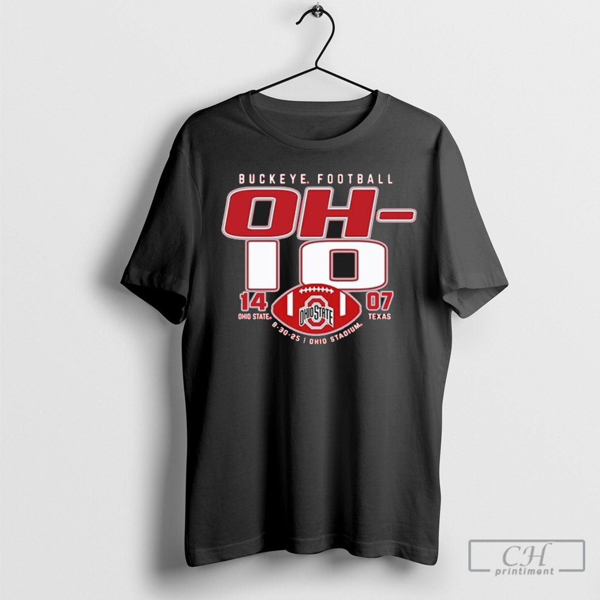 Buckeyes Football Oh I O Osu 14 7 Texas - Adult & Kids T-Shirts, Sweatshirts & Hoodies apparel design preview 1