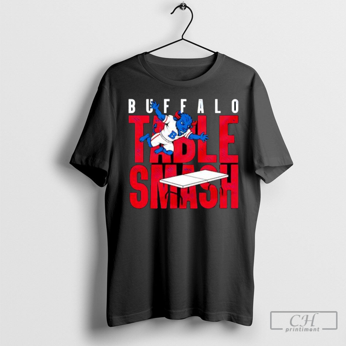 Buffalo Table Smash Mascot - Adult & Kids T-Shirts, Sweatshirts & Hoodies apparel design preview 1