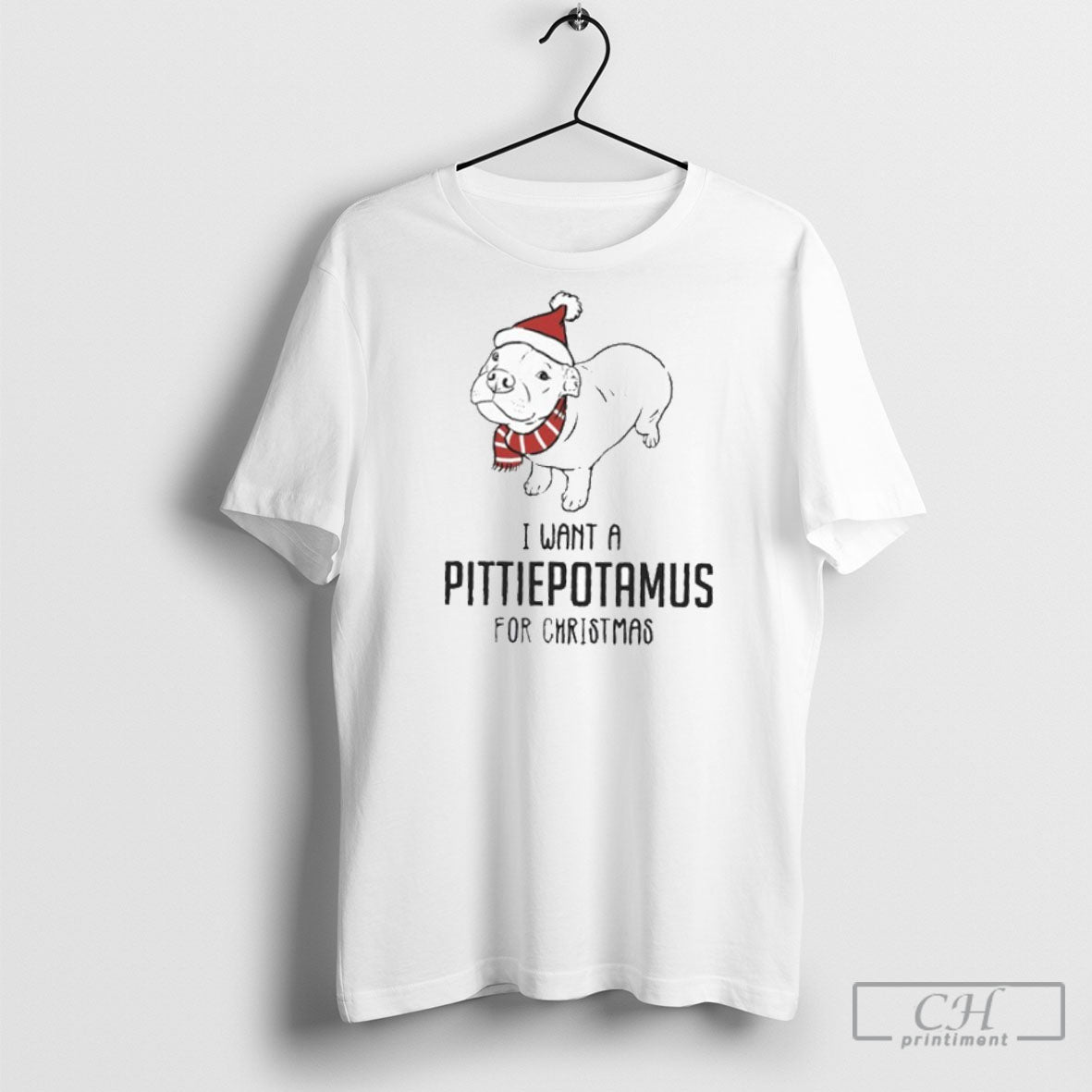Bulldog I Want A Pittie Potamus For Christmas - Adult & Kids T-Shirts, Sweatshirts & Hoodies apparel design preview 1