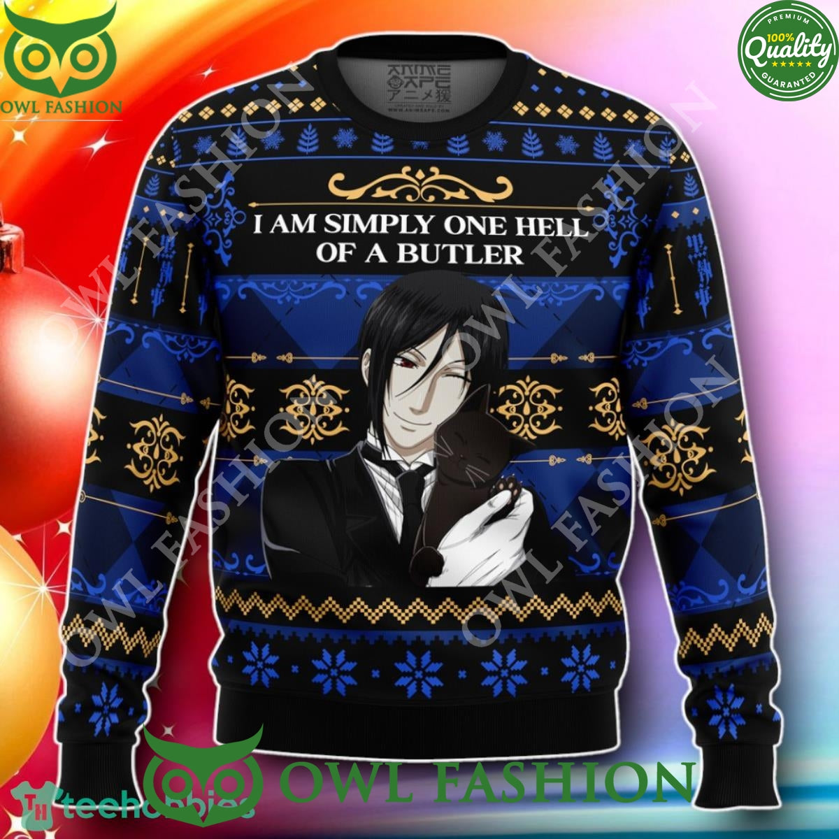 I Am Simply One Hell Of A Butler Black Christmas Ugly - Adult & Kids T-Shirts, Sweatshirts & Hoodies apparel design preview 1