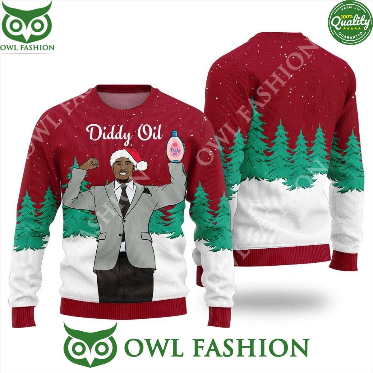 Diddy Oil Hiphop Xmas Ugly Sweater - Adult & Kids T-Shirts, Sweatshirts & Hoodies apparel design preview 1