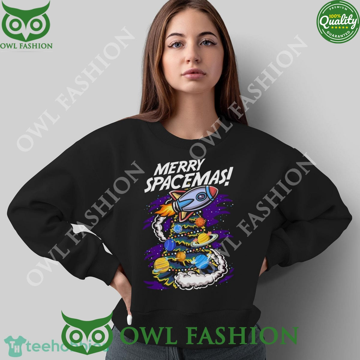 Science Merry Spacemas Universe Black Ugly Sweater - Adult & Kids T-Shirts, Sweatshirts & Hoodies apparel design preview 1