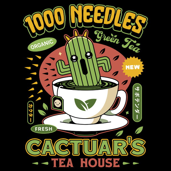 Cactuar Green Tea Emblem - Adult & Kids T-Shirts, Sweatshirts & Hoodies apparel design preview 1