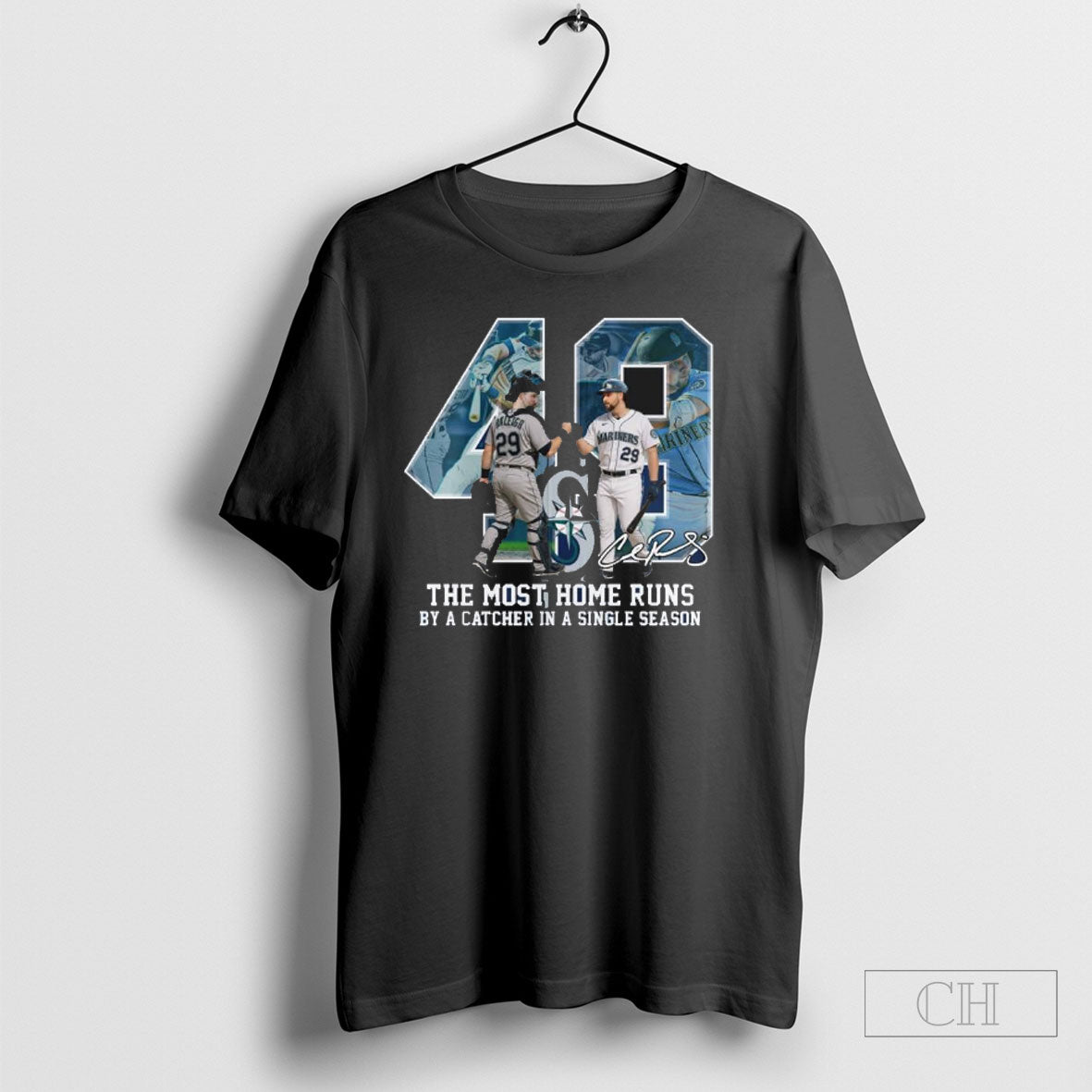 Cal Raleigh 49hr The Most Home Runs By A Catcher In - Adult & Kids T-Shirts, Sweatshirts & Hoodies apparel design preview 1