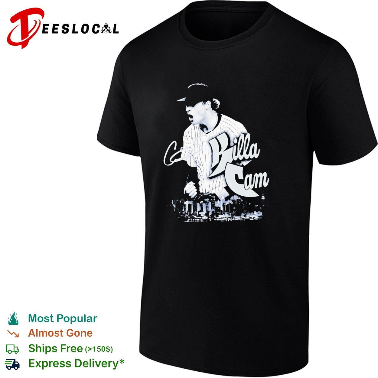 Cam Schlittler killa New York Yankees skyline - Adult & Kids T-Shirts, Sweatshirts & Hoodies apparel design preview 1