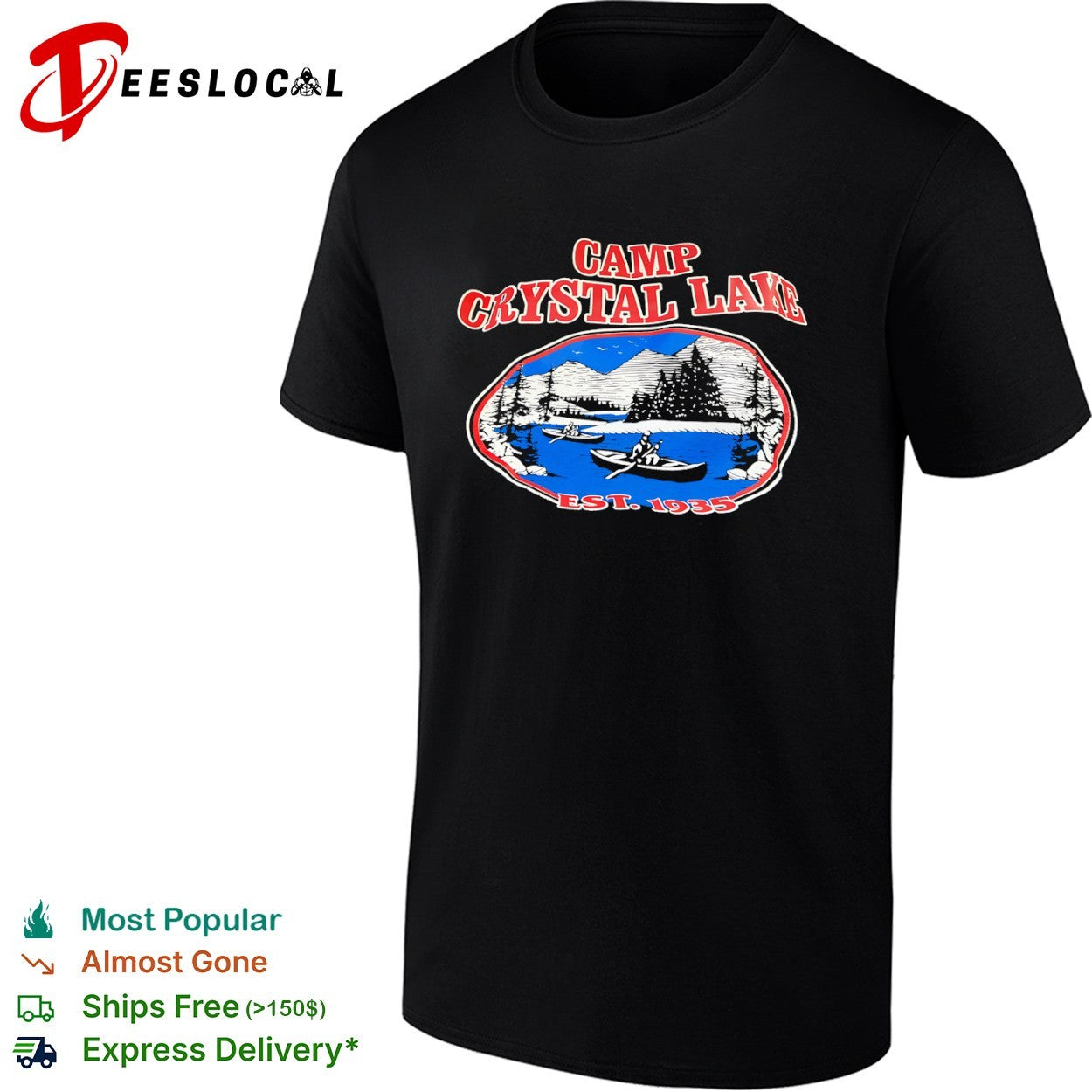 Camp Crystal Lake Friday the 13th Horror Movie Est - Adult & Kids T-Shirts, Sweatshirts & Hoodies apparel design preview 1