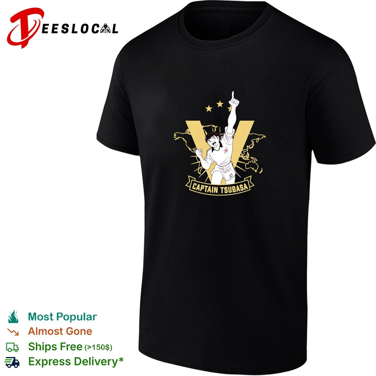 Captain Tsubasa number 10 raising fist celebrating - Adult & Kids T-Shirts, Sweatshirts & Hoodies apparel design preview 1