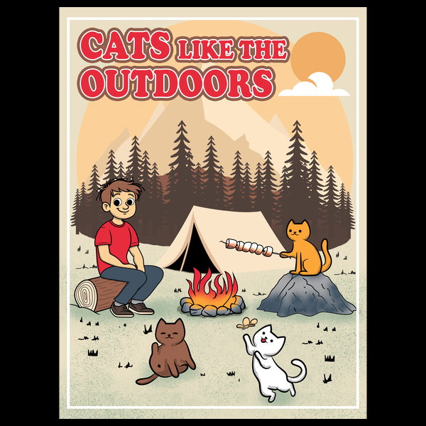 Cats Like The Outdoors 2 - Adult & Kids T-Shirts, Sweatshirts & Hoodies apparel design preview 1
