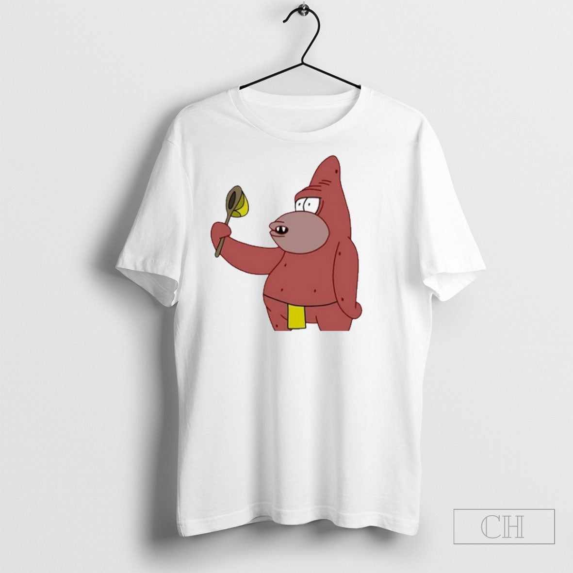 Caveman Patrick Holding Jellyfishing Net 2025 - Adult & Kids T-Shirts, Sweatshirts & Hoodies apparel design preview 1