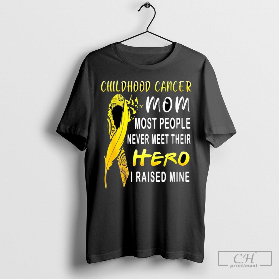 Childhood Cancer Fighter Mom My Son Is Hero I Raised - Adult & Kids T-Shirts, Sweatshirts & Hoodies apparel design preview 1