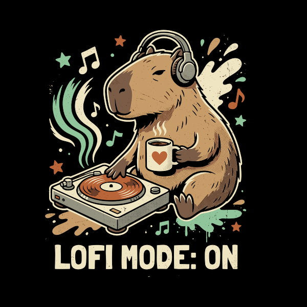 Chill Capybara Dj Retro Aesthetic - Adult & Kids T-Shirts, Sweatshirts & Hoodies apparel design preview 1