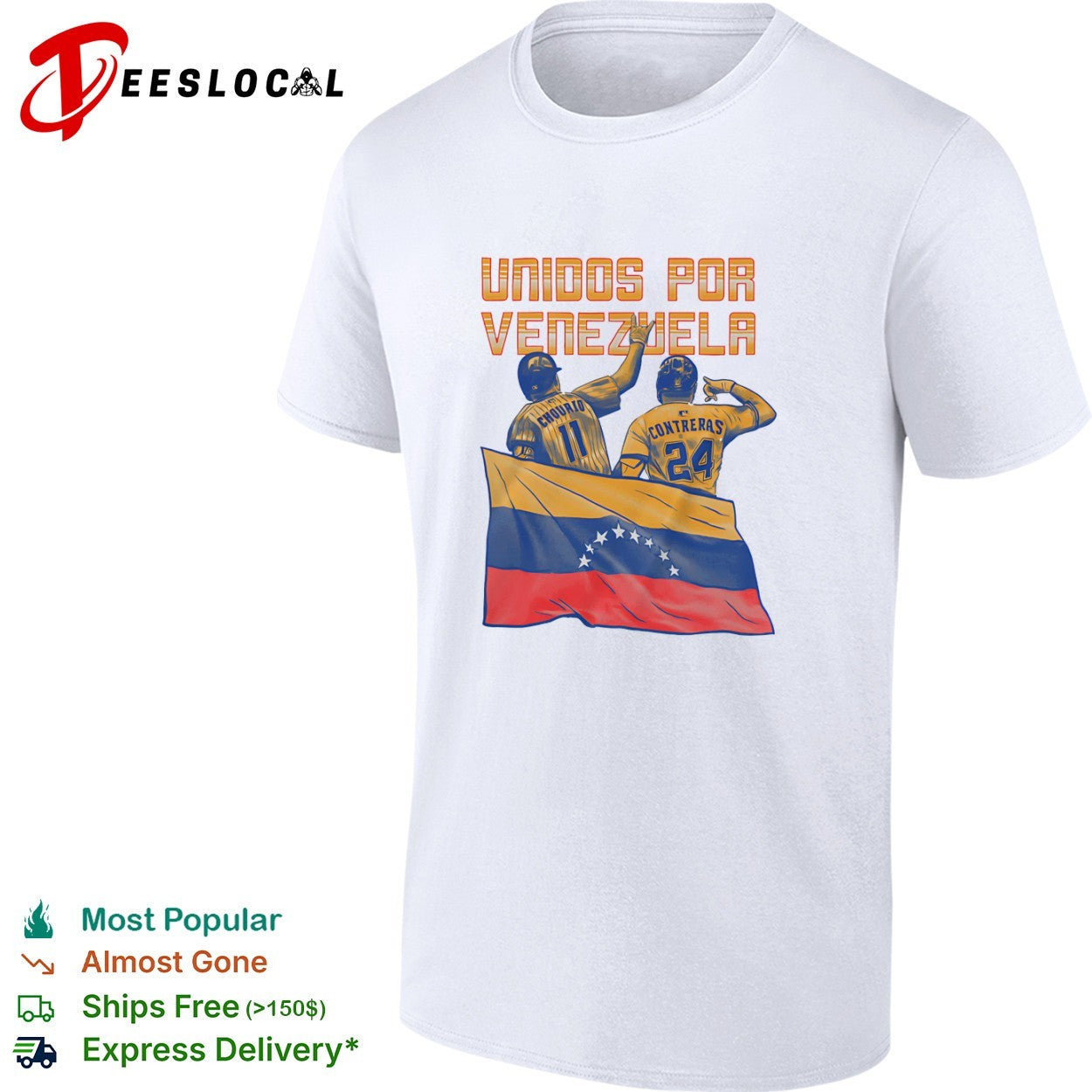 Chourio and Contreras Unidos por Venezuela Baseball - Adult & Kids T-Shirts, Sweatshirts & Hoodies apparel design preview 1
