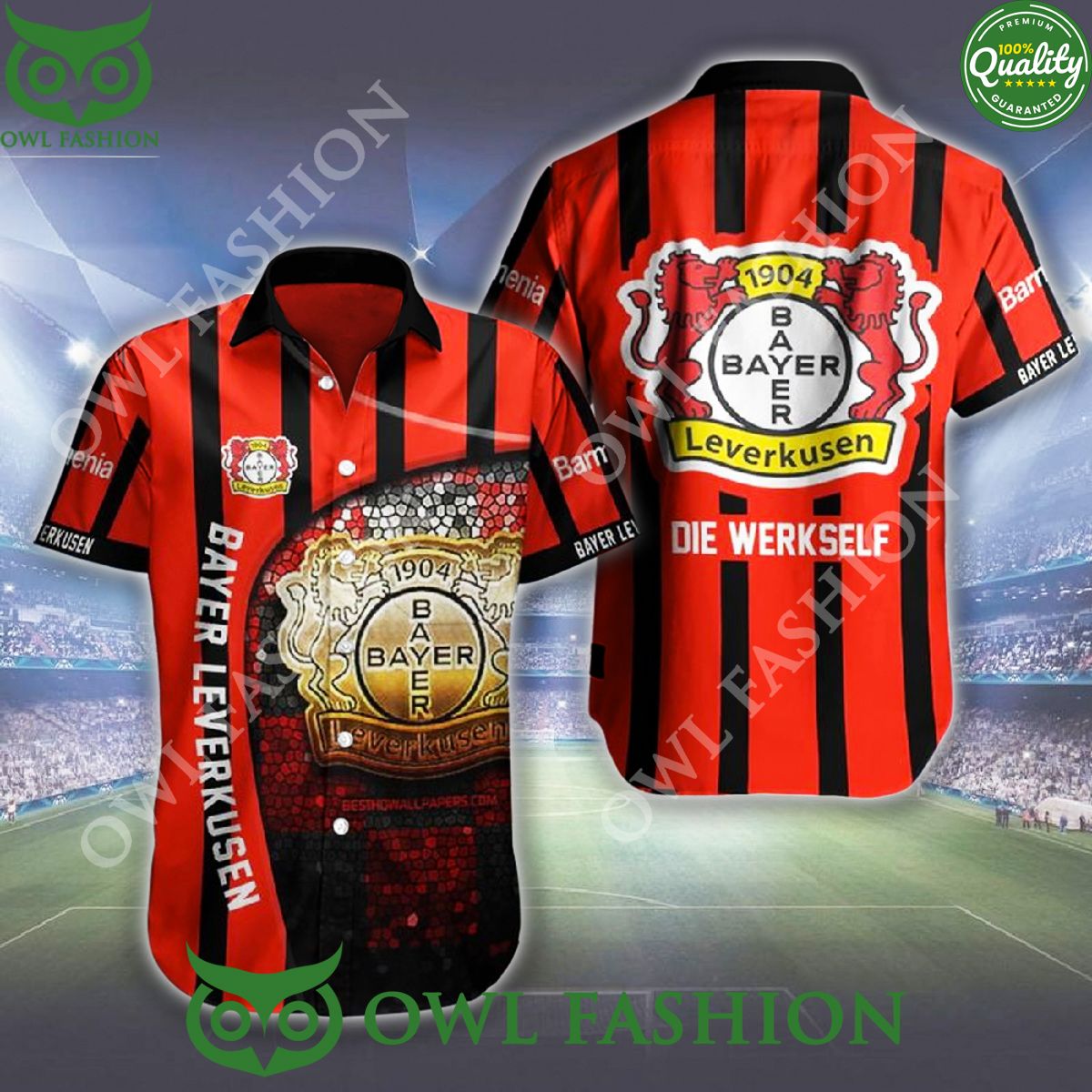 Bayer Leverkusen Logo Black and Red Team Hawaiian - Adult & Kids T-Shirts, Sweatshirts & Hoodies apparel design preview 1
