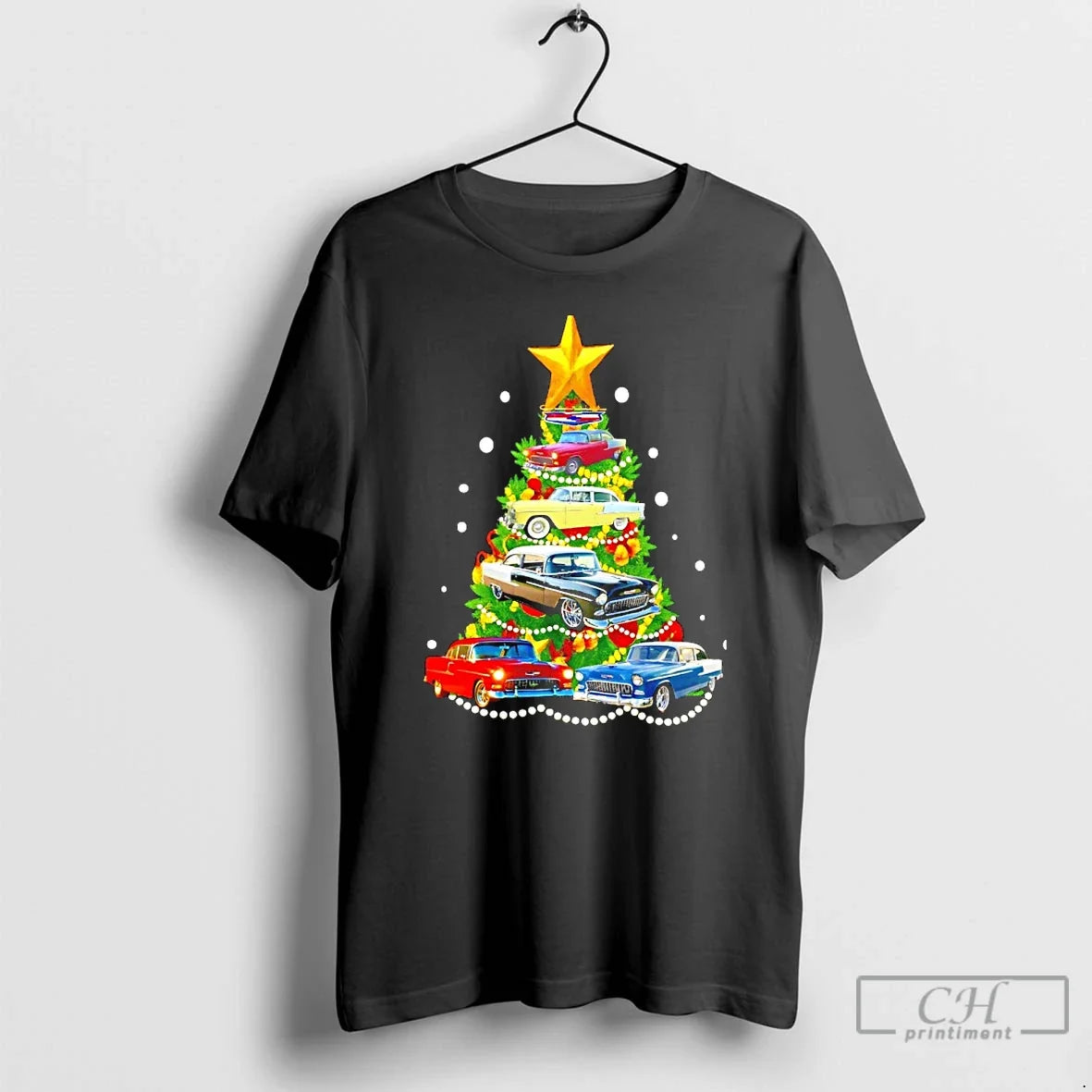 Classic 1955 Chevy Christmas Tree - Adult & Kids T-Shirts, Sweatshirts & Hoodies apparel design preview 1