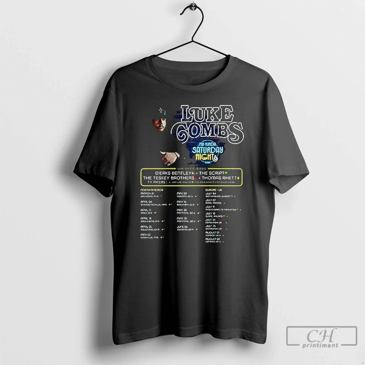 Classic 2026 Luke Combs My Kinda Saturday Night Tour - Adult & Kids T-Shirts, Sweatshirts & Hoodies apparel design preview 1