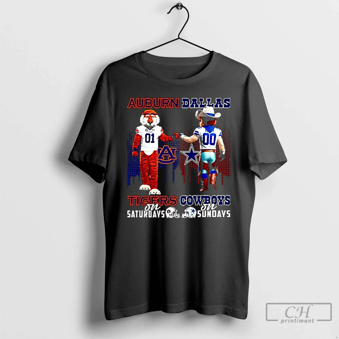Classic Auburn Tigers On Saturdays Vs Dallas Cowboys - Adult & Kids T-Shirts, Sweatshirts & Hoodies apparel design preview 1