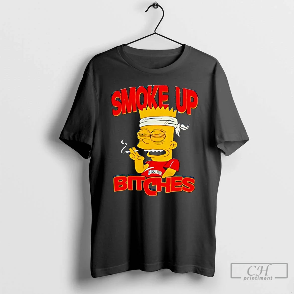 Classic Bart Simpson Bloodshot Smoke Up Bitches - Adult & Kids T-Shirts, Sweatshirts & Hoodies apparel design preview 1