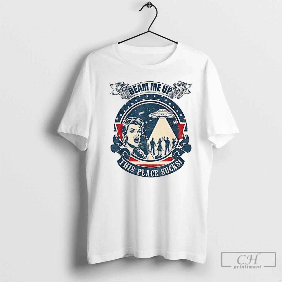 Classic Beam Me Up This Place Sucks Sci Fi Alien - Adult & Kids T-Shirts, Sweatshirts & Hoodies apparel design preview 1