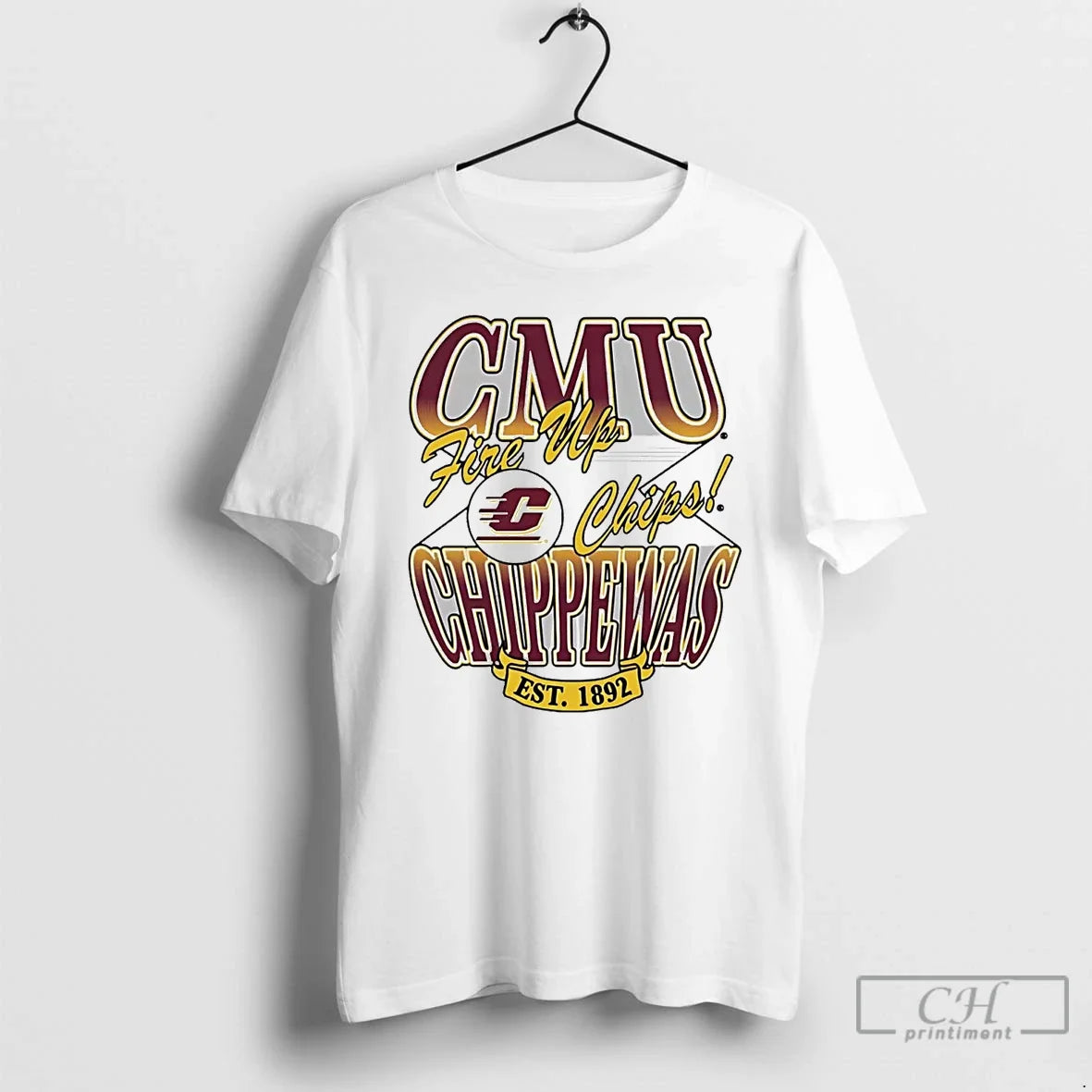 Classic Central Michigan Chippewas Fire Up Chips Est - Adult & Kids T-Shirts, Sweatshirts & Hoodies apparel design preview 1