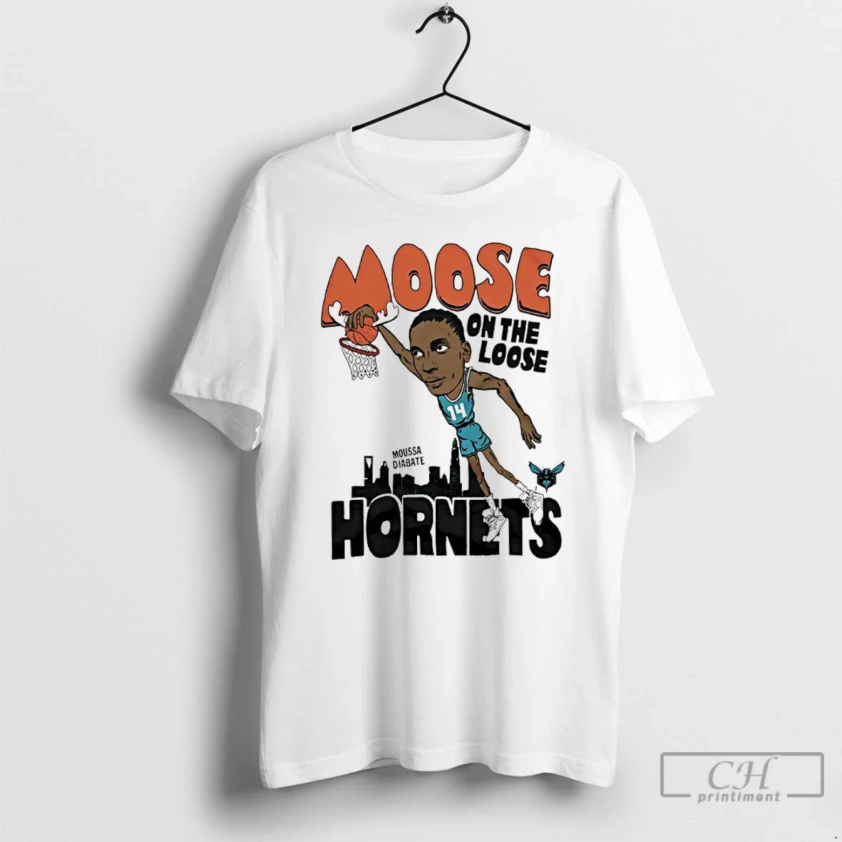 Classic Charlotte Hornets Moussa Diabate Moose On The - Adult & Kids T-Shirts, Sweatshirts & Hoodies apparel design preview 1