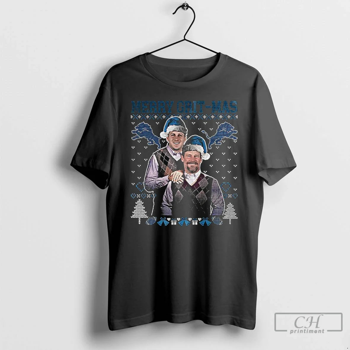 Classic Dan Campbell Jared Goff Merry Grit Mas - Adult & Kids T-Shirts, Sweatshirts & Hoodies apparel design preview 1