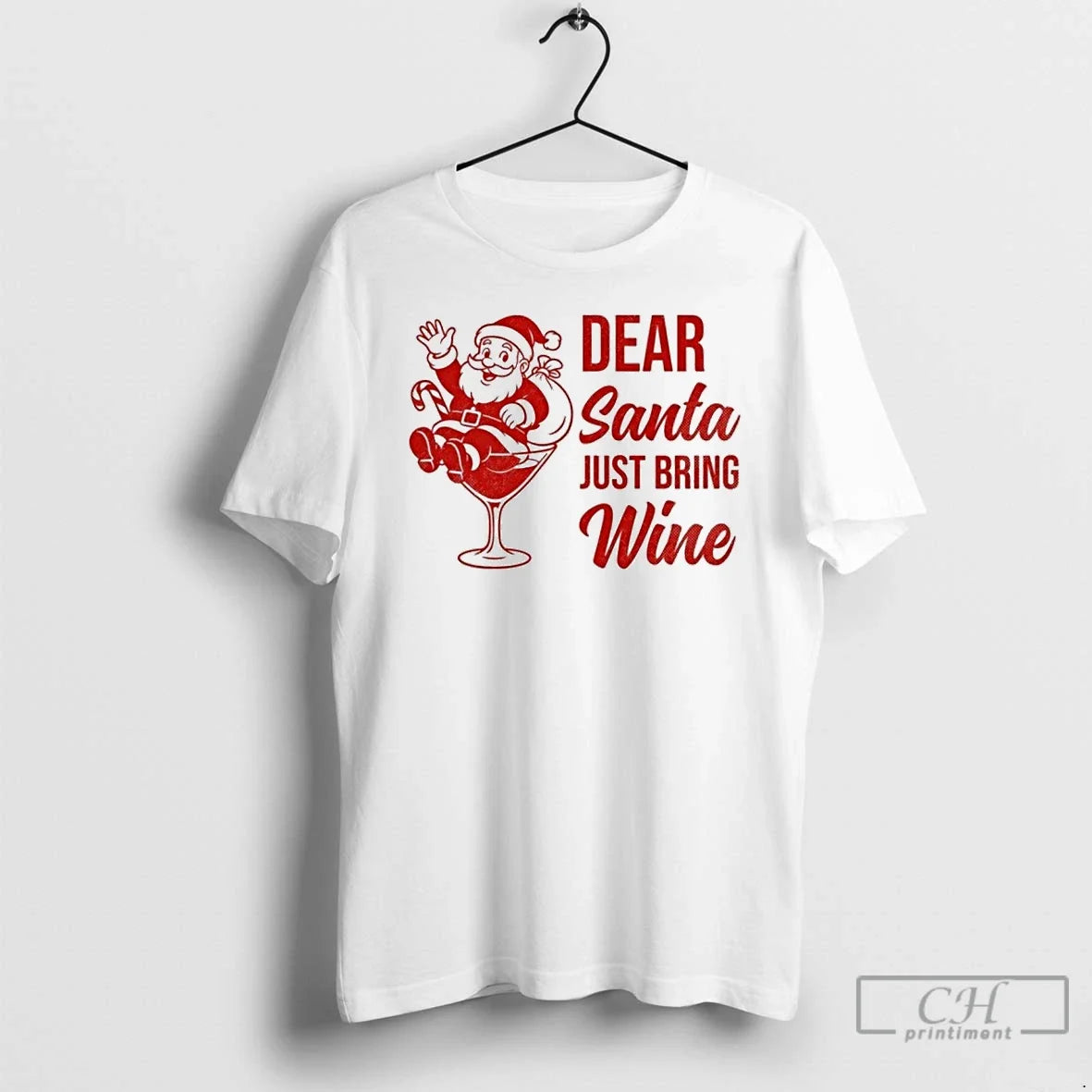 Classic Dear Santa Just Bring Wine Christmas - Adult & Kids T-Shirts, Sweatshirts & Hoodies apparel design preview 1