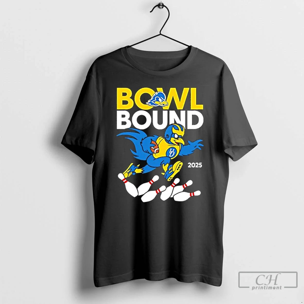 Classic Delaware Blue 2025 Bowl Bound Mascot Bowling - Adult & Kids T-Shirts, Sweatshirts & Hoodies apparel design preview 1