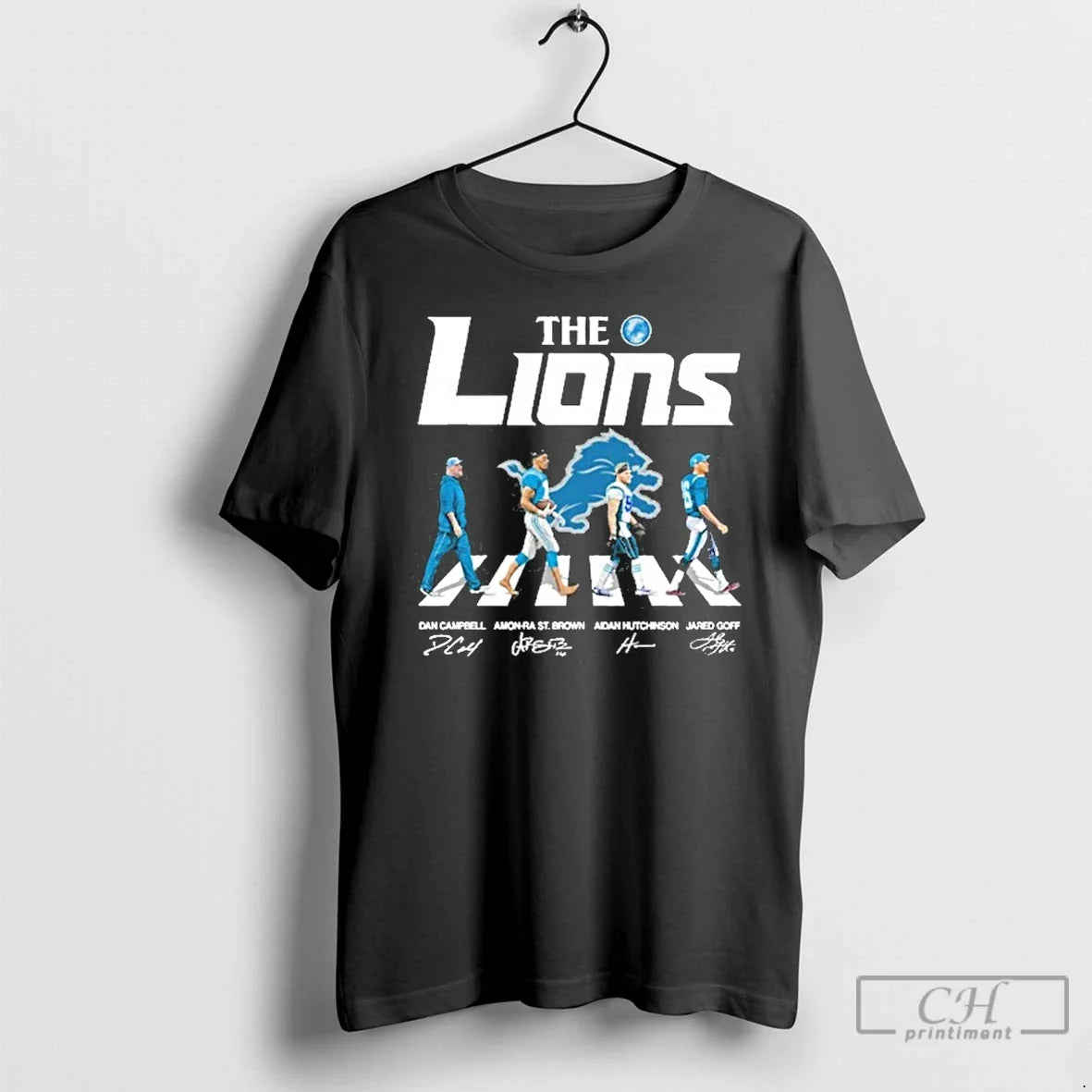 Classic Detroit Is The Lions Player Abbey Road - Adult & Kids T-Shirts, Sweatshirts & Hoodies apparel design preview 1
