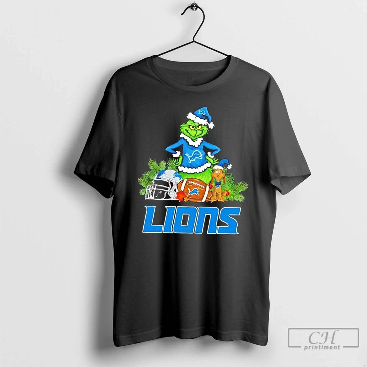 Classic Detroit Lions Football X Grinch And Max Dog - Adult & Kids T-Shirts, Sweatshirts & Hoodies apparel design preview 1