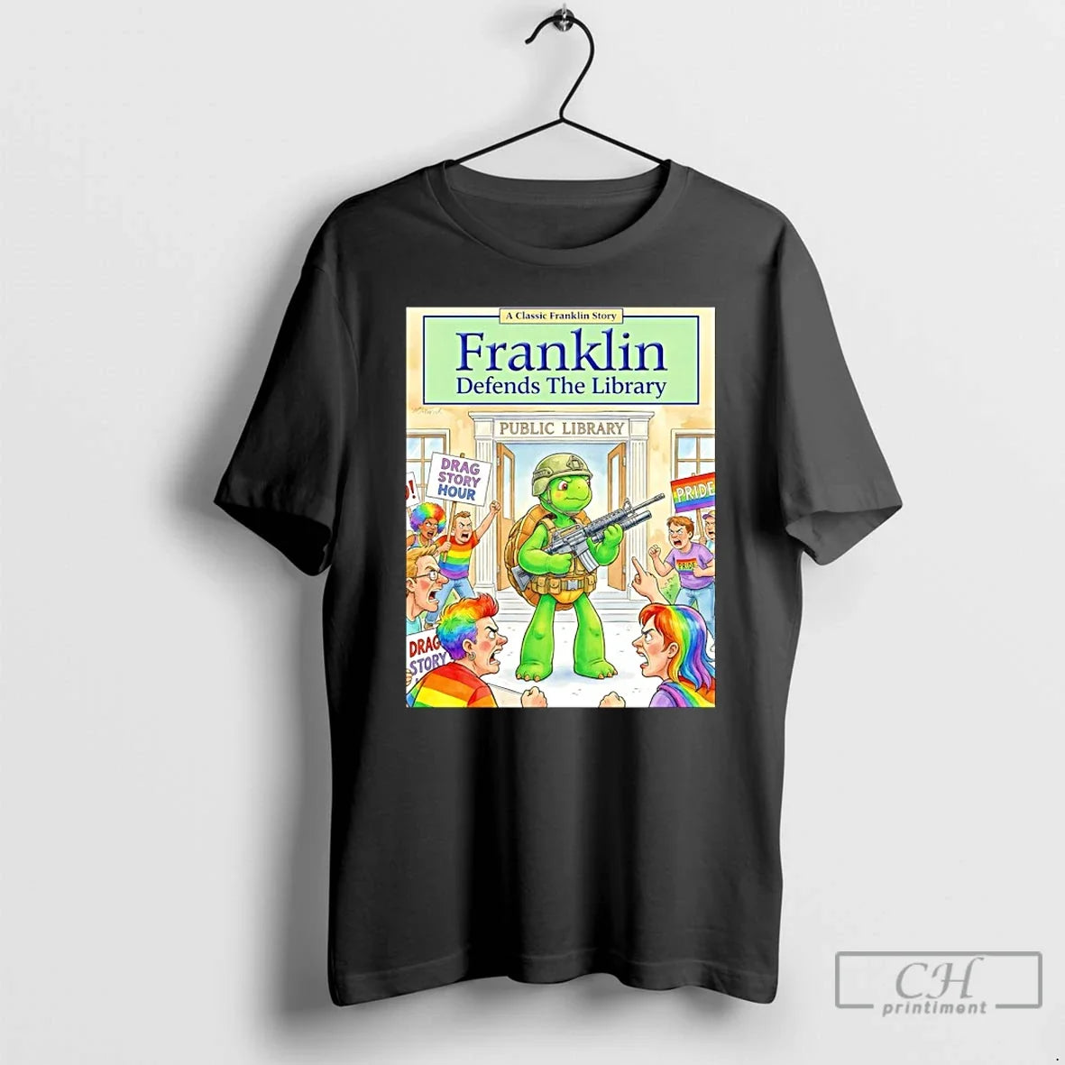 Classic Franklin Defends The Library - Adult & Kids T-Shirts, Sweatshirts & Hoodies apparel design preview 1