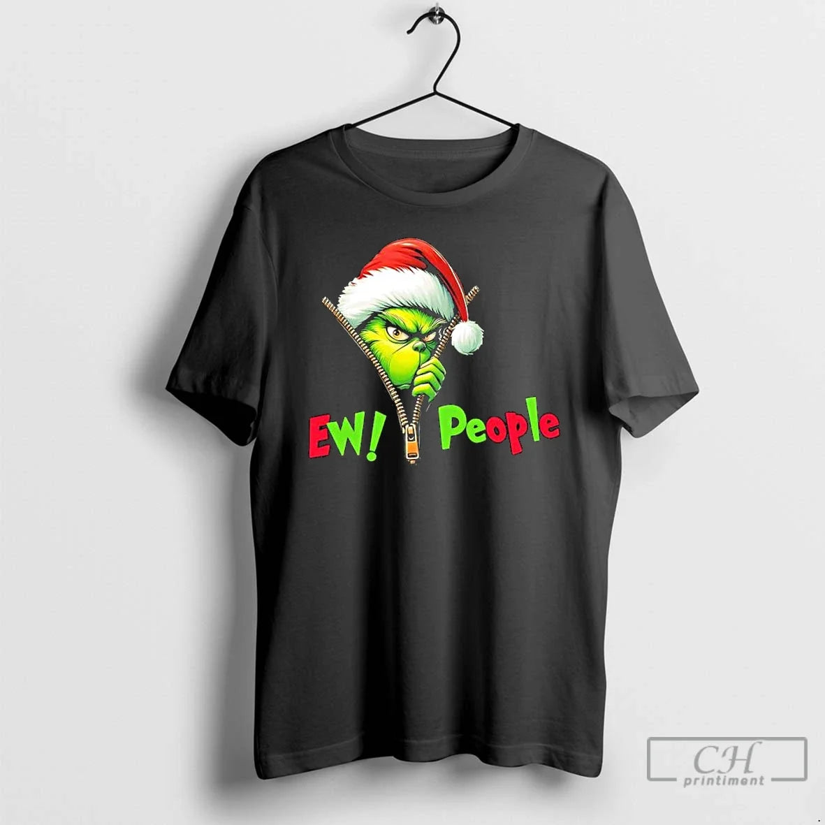 Classic Grinch Christmas Santa Hat Ew People - Adult & Kids T-Shirts, Sweatshirts & Hoodies apparel design preview 1