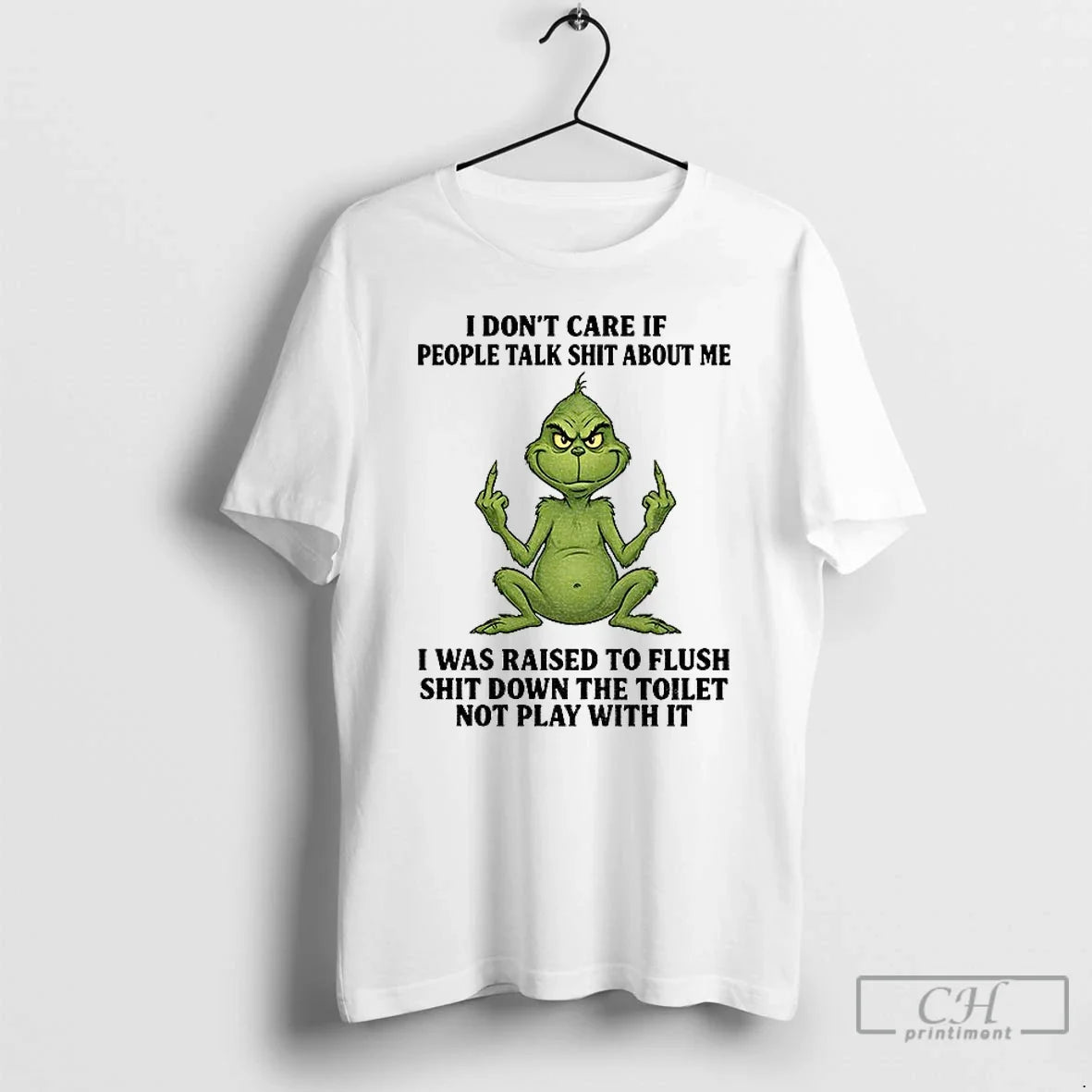 Classic Grinch Santa Middle Finger I Dont Care If - Adult & Kids T-Shirts, Sweatshirts & Hoodies apparel design preview 1