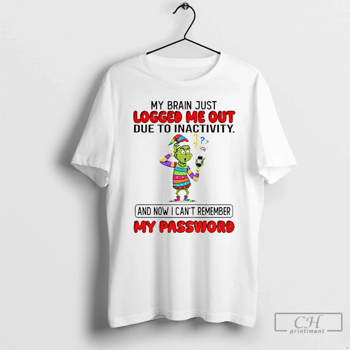 Classic Grinch Santa My Brain Just Logged Me Out Due - Adult & Kids T-Shirts, Sweatshirts & Hoodies apparel design preview 1