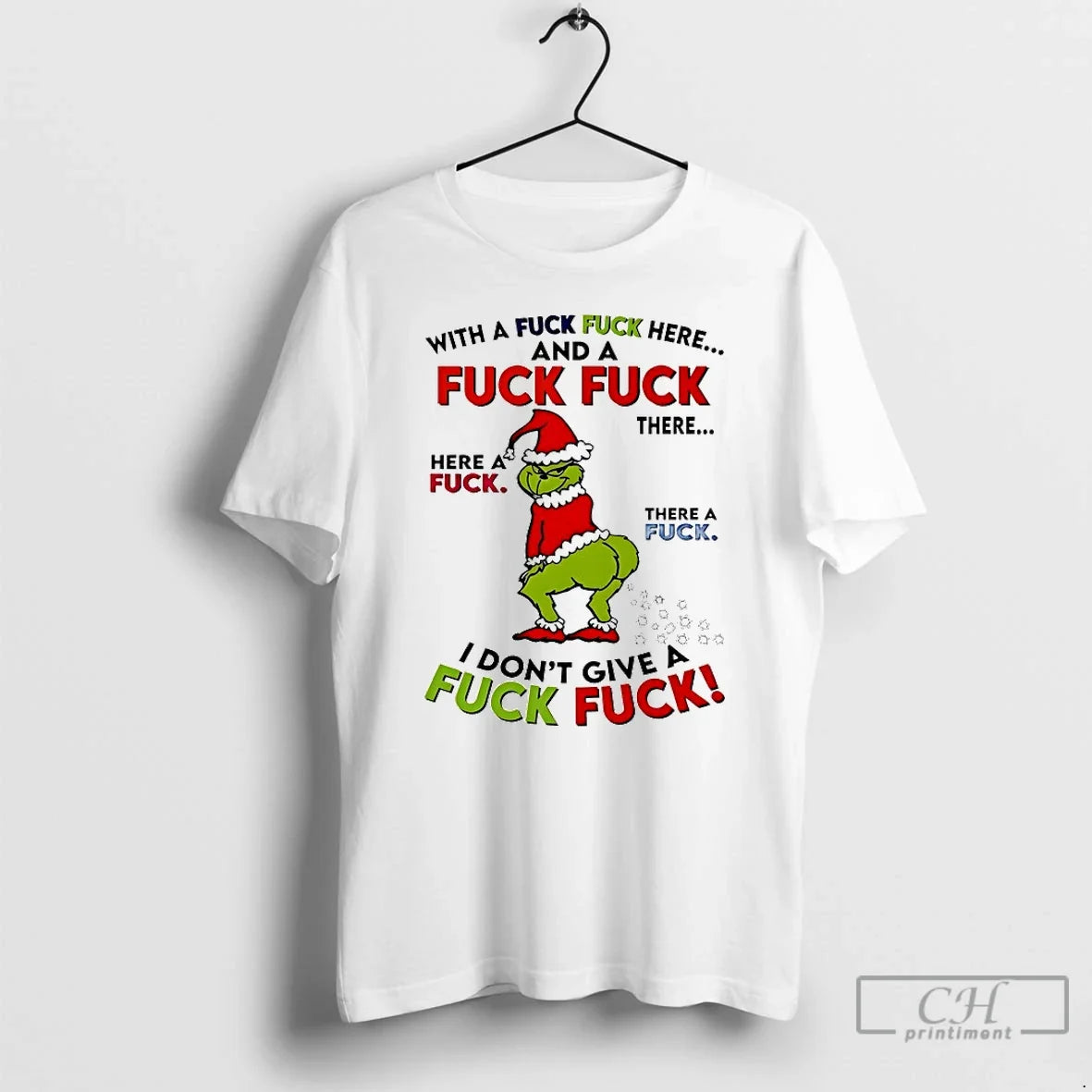 Classic Grinch With A Fuck Here And Christmas 2025 - Adult & Kids T-Shirts, Sweatshirts & Hoodies apparel design preview 1